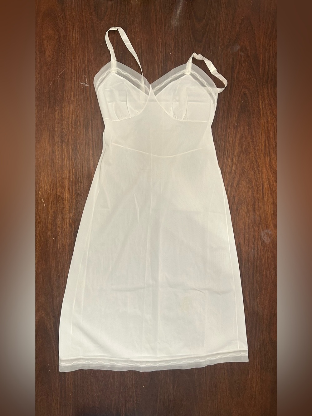 Vintage Classic White Sheer Slip Dress with Adjustable Straps. 1960-1970s